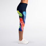 Light Up Bowling Pins Print Women's Capri Leggings