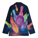 Light Up Bowling Pins Print Women's Cotton Blazer