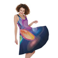 Light Up Bowling Pins Print Sleeveless Knee Length Dress