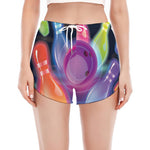 Light Up Bowling Pins Print Women's Split Running Shorts