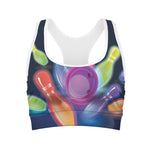 Light Up Bowling Pins Print Women's Sports Bra