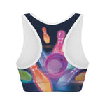 Light Up Bowling Pins Print Women's Sports Bra