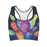 Light Up Bowling Pins Print Women's Sports Bra