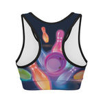 Light Up Bowling Pins Print Women's Sports Bra