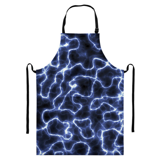 Lightning Chain Print Bib Apron With Pocket