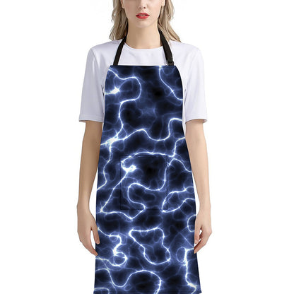 Lightning Chain Print Bib Apron With Pocket