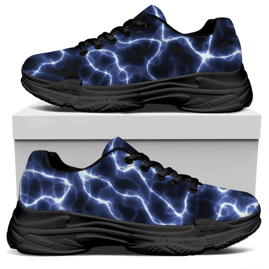 Lightning Chain Print Black Chunky Shoes