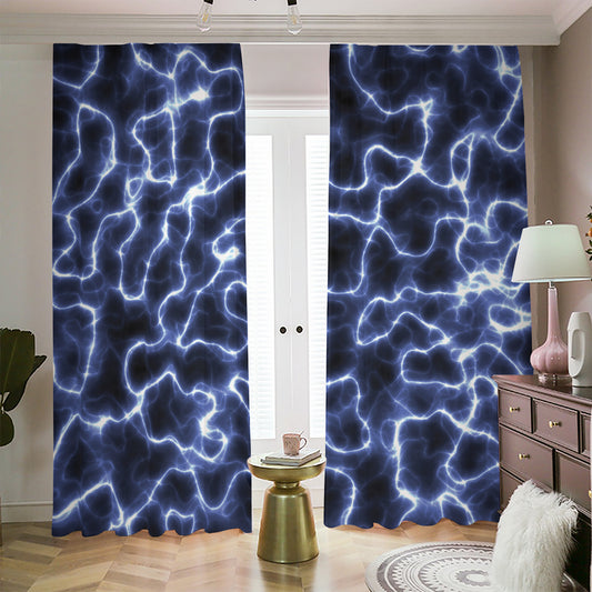 Lightning Chain Print Blackout Pencil Pleat Curtains