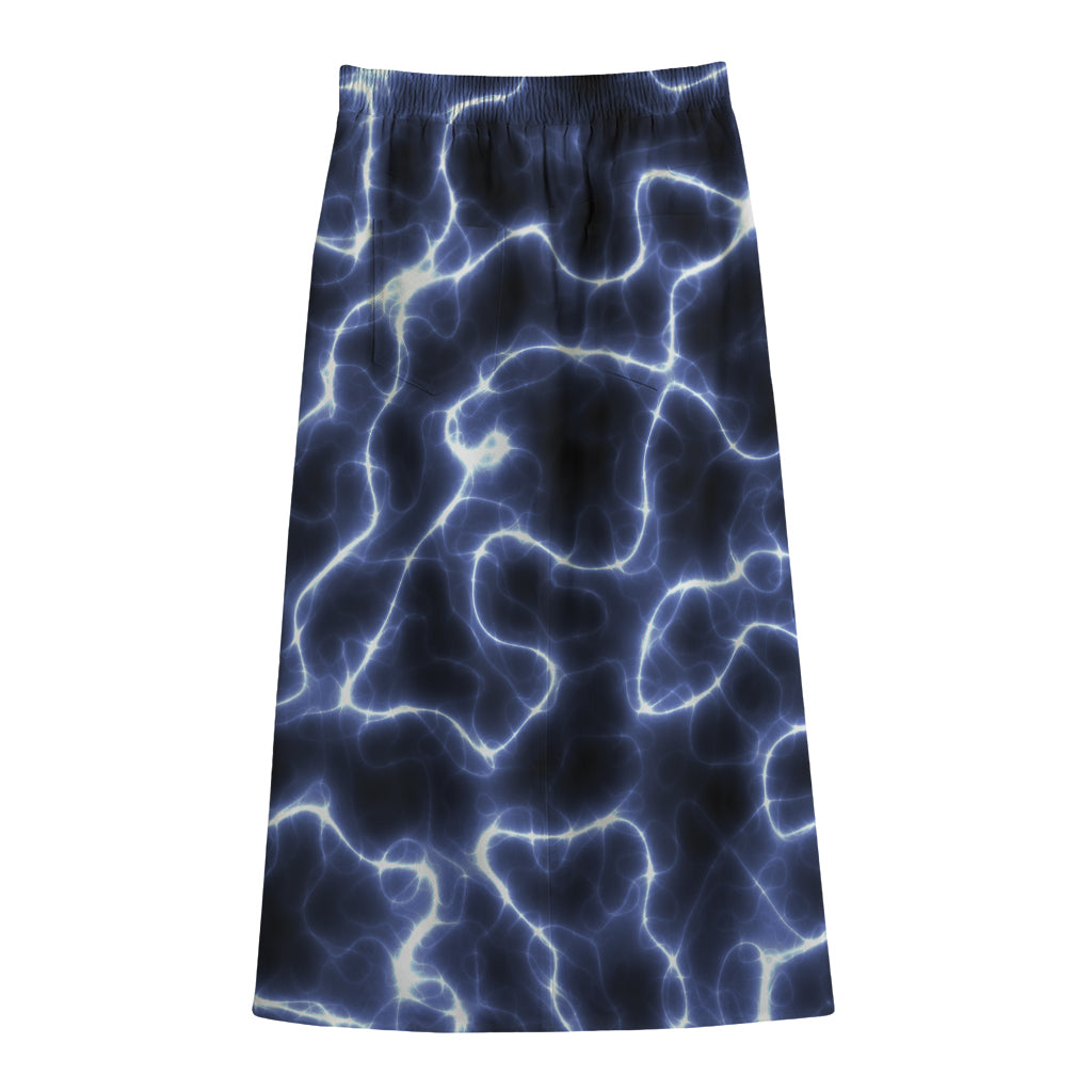 Lightning Chain Print Cotton Front Slit Maxi Skirt