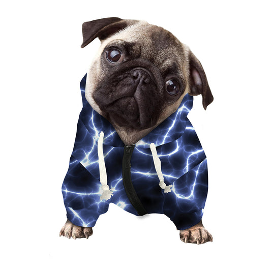 Lightning Chain Print Dog Zip Up Hoodie