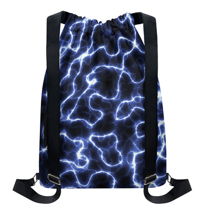 Lightning Chain Print Drawstring Backpack