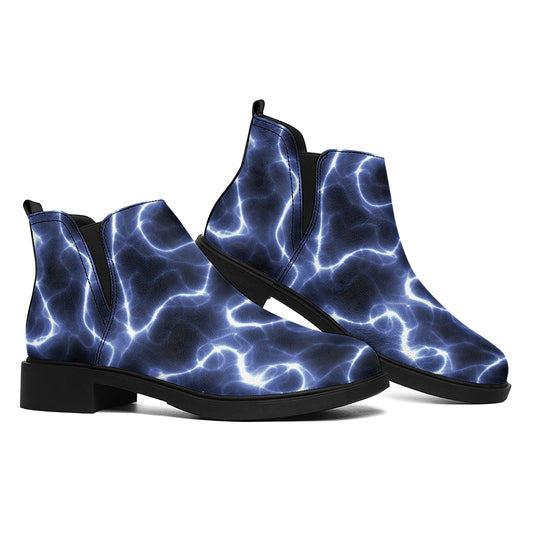 Lightning Chain Print Flat Ankle Boots