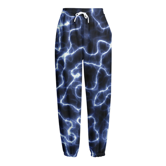 Lightning Chain Print Fleece Lined Knit Pants
