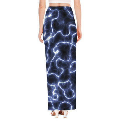Lightning Chain Print High Slit Maxi Skirt