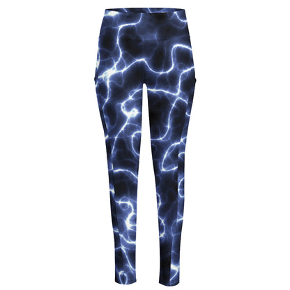 Lightning Chain Print High-Waisted Pocket Leggings