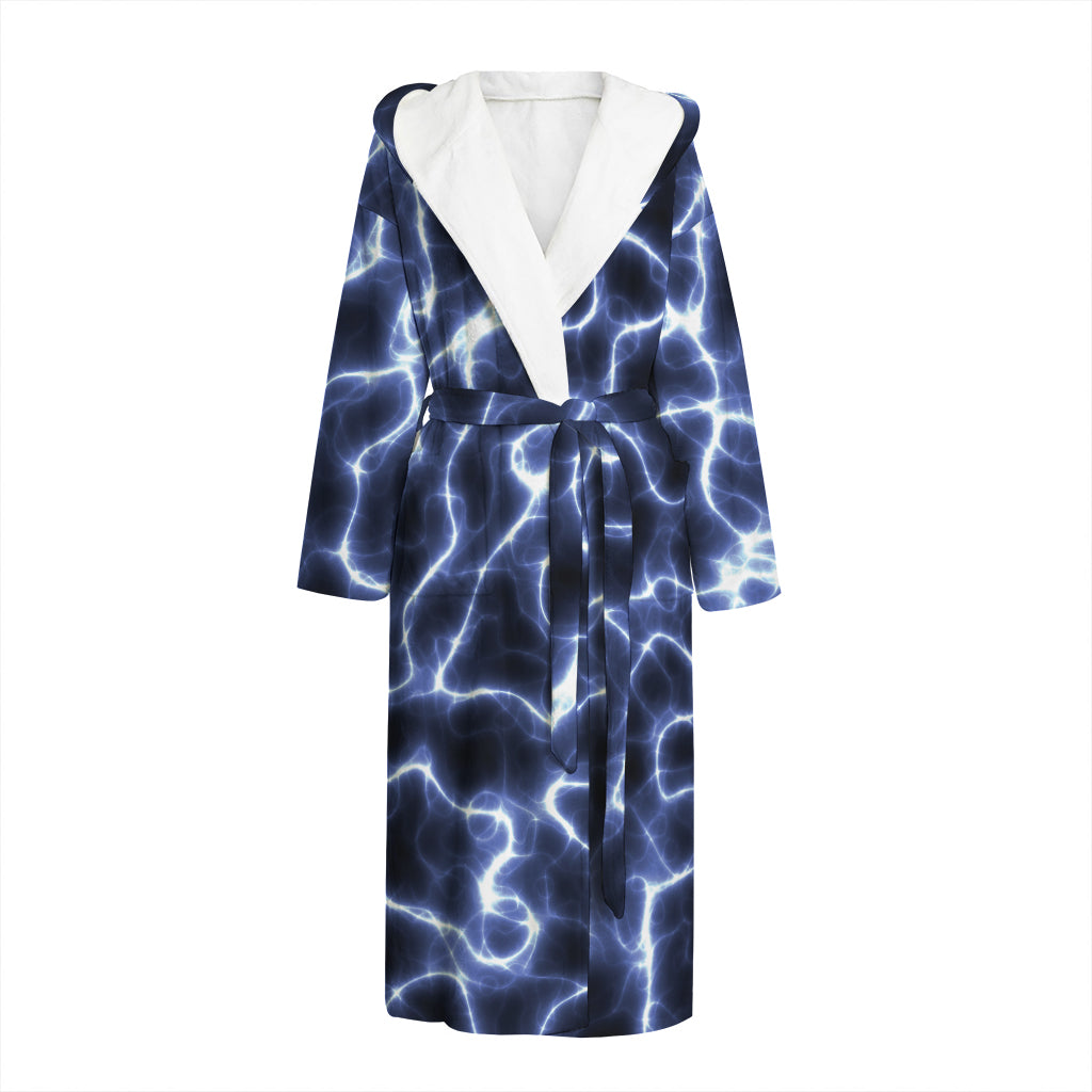Lightning Chain Print Hooded Bathrobe