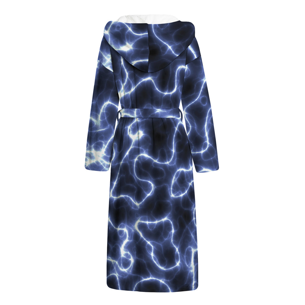Lightning Chain Print Hooded Bathrobe
