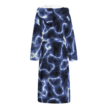 Lightning Chain Print Hooded Bathrobe