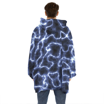Lightning Chain Print Hoodie Blanket