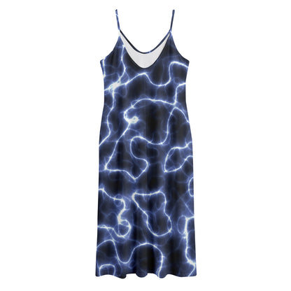 Lightning Chain Print Jersey Midi Cami Dress
