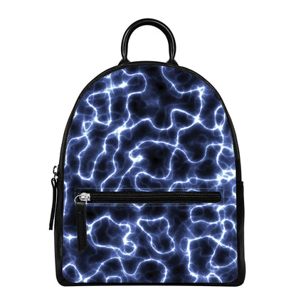 Lightning Chain Print Leather Backpack
