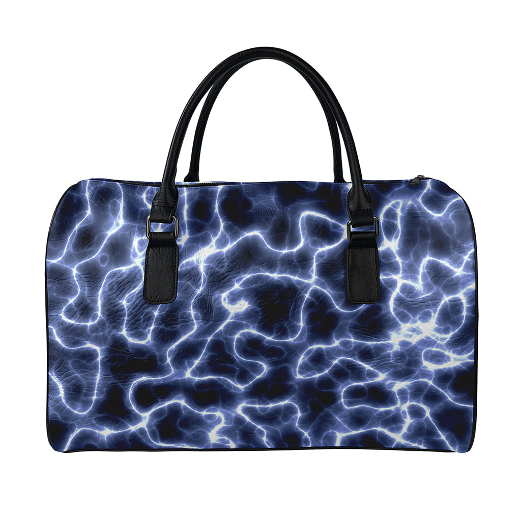 Lightning Chain Print Leather Duffle Bag