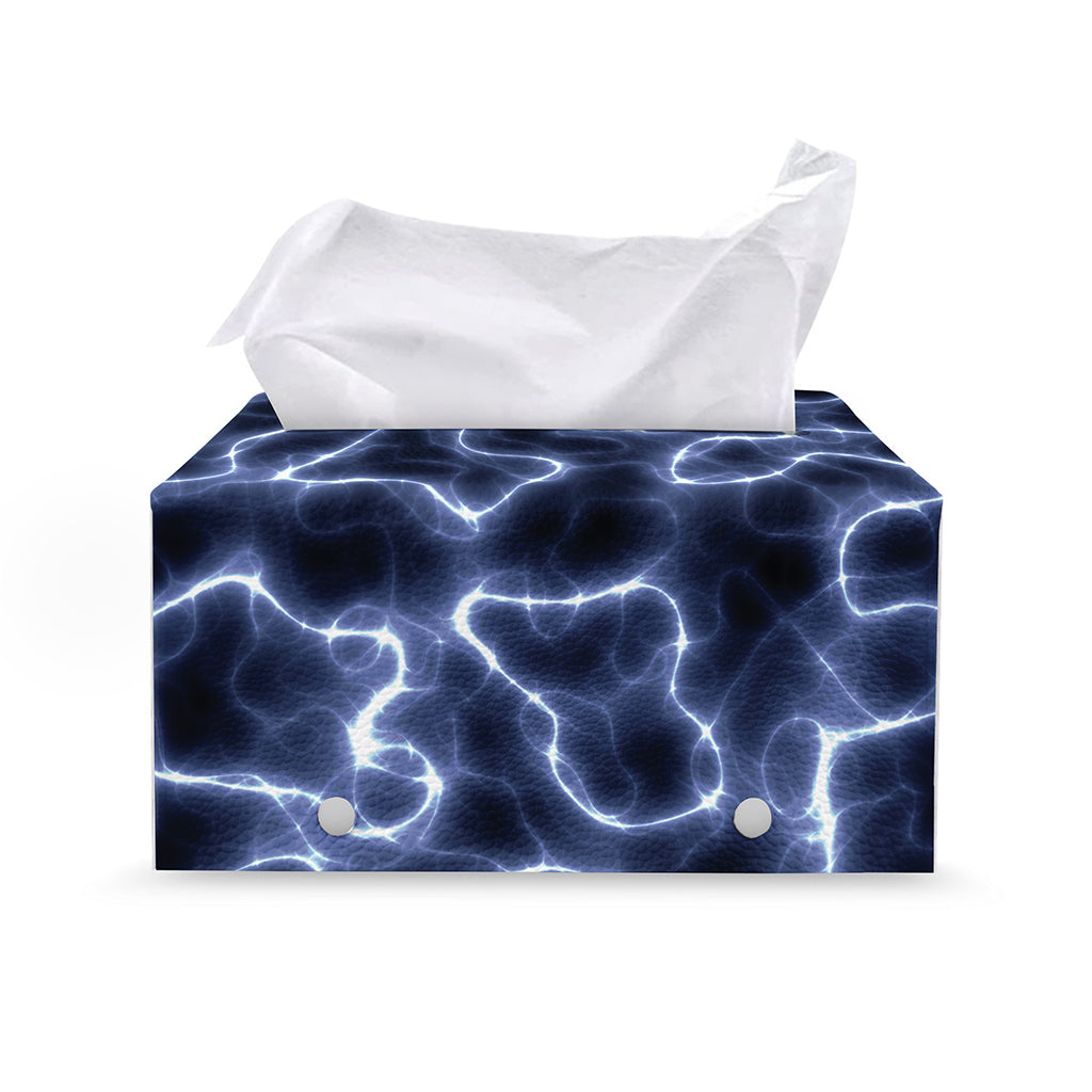 Lightning Chain Print Leather Tissue Box Cover