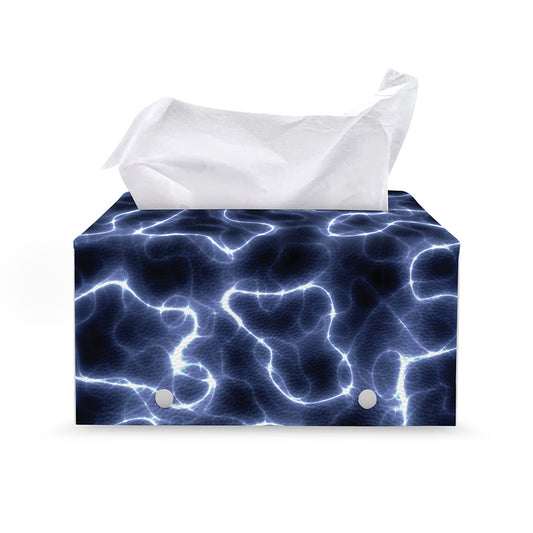 Lightning Chain Print Leather Tissue Box Cover