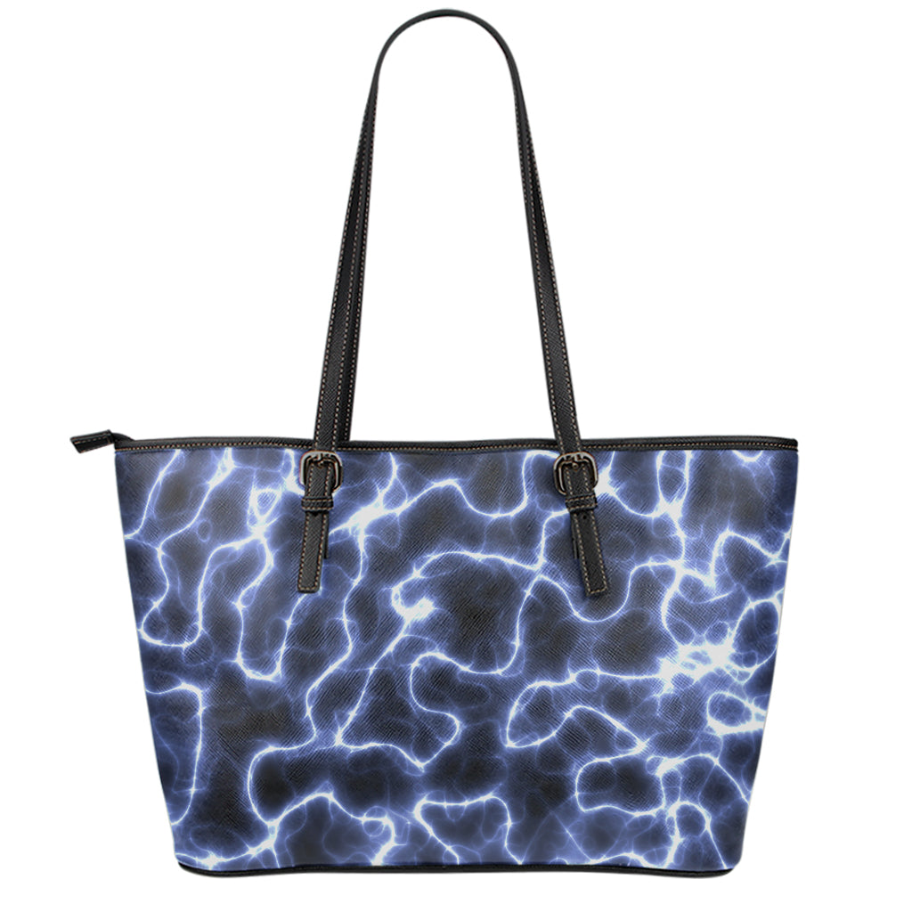 Lightning Chain Print Leather Tote Bag