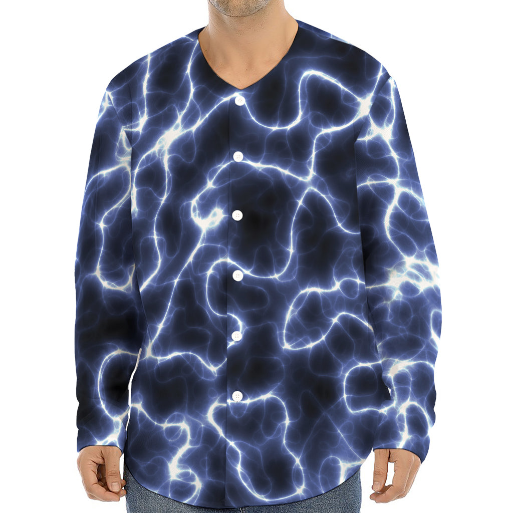 Lightning Chain Print Long Sleeve Baseball Jersey
