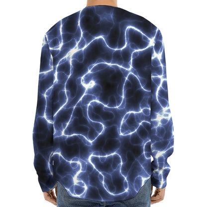 Lightning Chain Print Long Sleeve Baseball Jersey