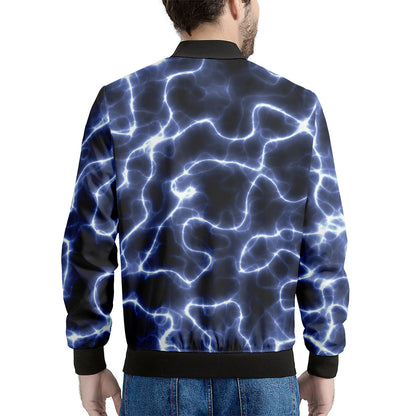 Lightning Chain Print Men's Bomber Jacket