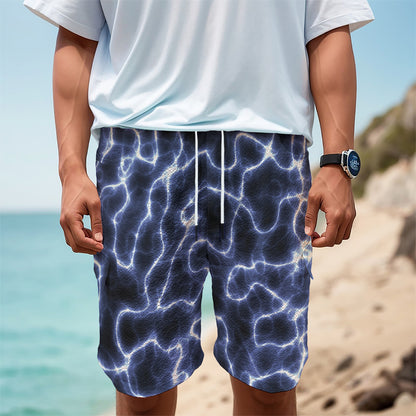 Lightning Chain Print Men's Cargo Shorts