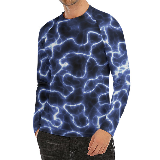 Lightning Chain Print Men's Long Sleeve Rash Guard