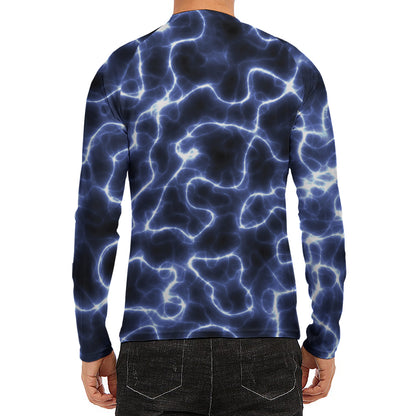 Lightning Chain Print Men's Long Sleeve Rash Guard