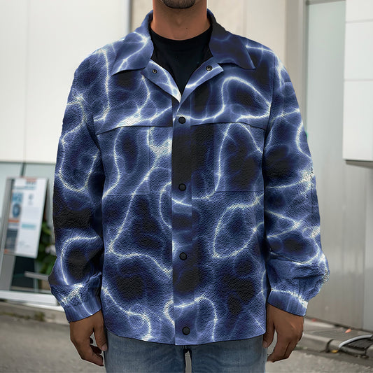 Lightning Chain Print Men's Shirt Jacket