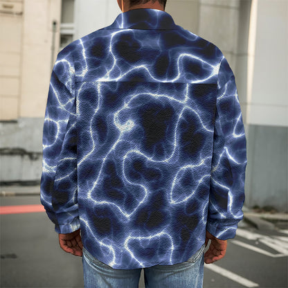 Lightning Chain Print Men's Shirt Jacket