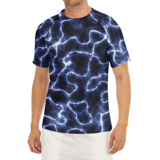 Lightning Chain Print Men's Short Sleeve Rash Guard