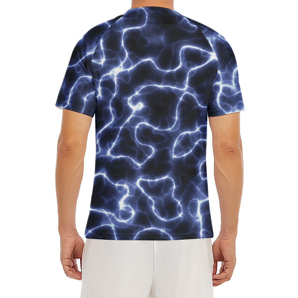 Lightning Chain Print Men's Short Sleeve Rash Guard
