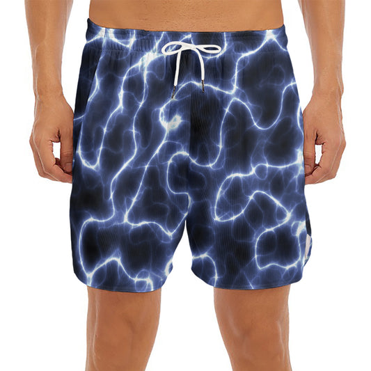 Lightning Chain Print Men's Split Running Shorts