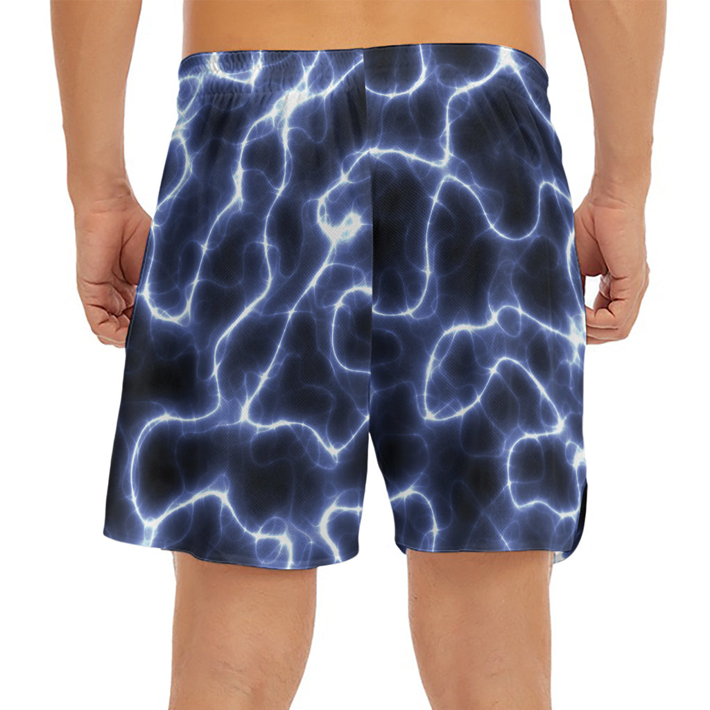 Lightning Chain Print Men's Split Running Shorts