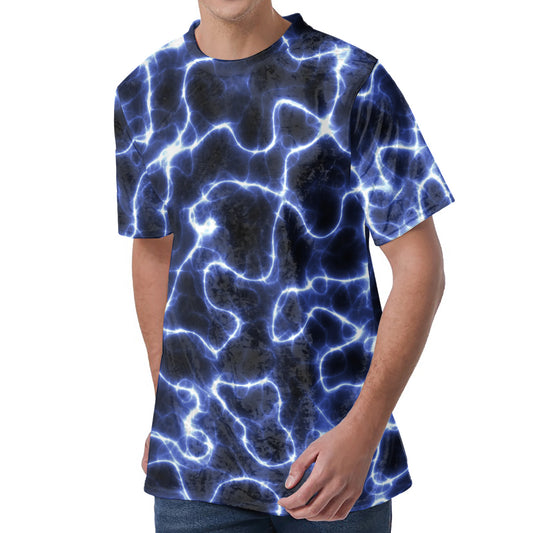 Lightning Chain Print Men's Velvet T-Shirt