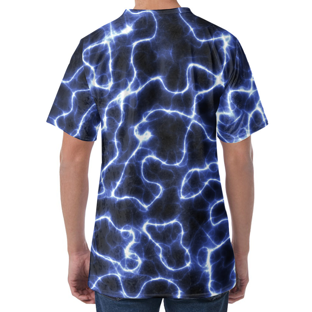 Lightning Chain Print Men's Velvet T-Shirt