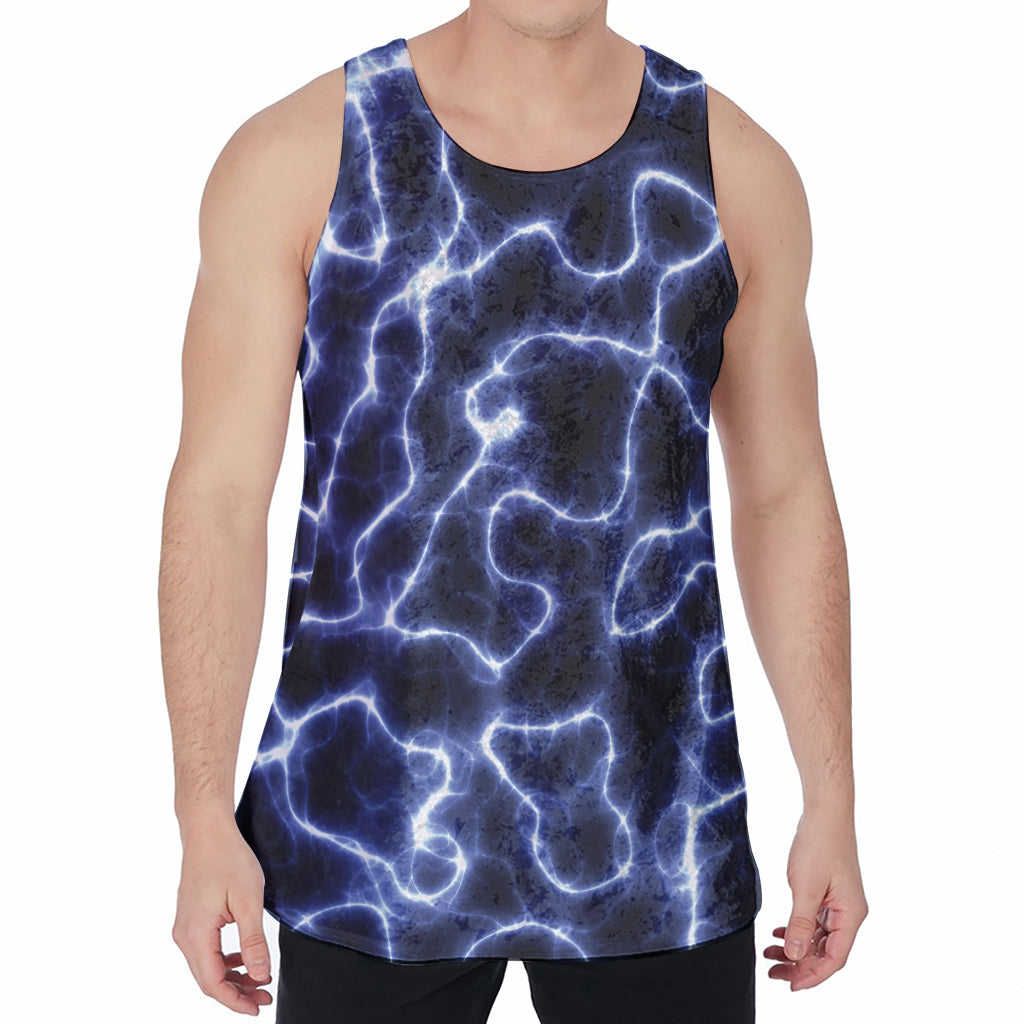 Lightning Chain Print Men's Velvet Tank Top