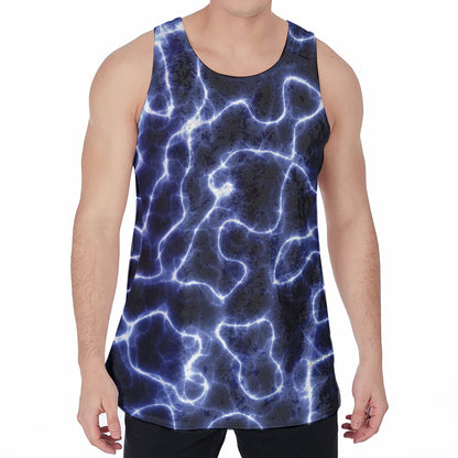 Lightning Chain Print Men's Velvet Tank Top