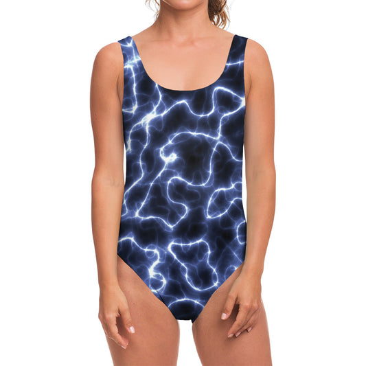 Lightning Chain Print One Piece Swimsuit