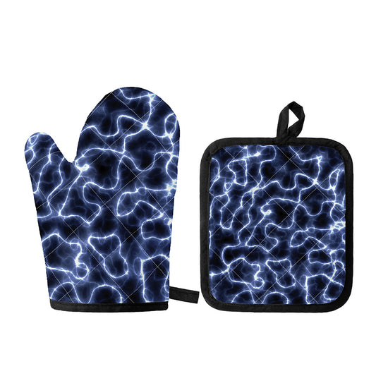 Lightning Chain Print Oven Mitt And Pot Holder Set