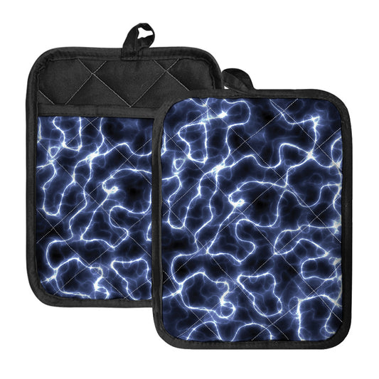 Lightning Chain Print Pot Holders With Pocket