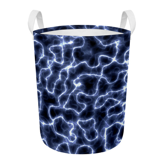Lightning Chain Print Round Laundry Basket