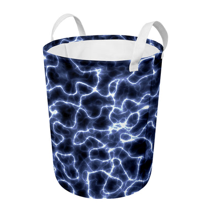 Lightning Chain Print Round Laundry Basket